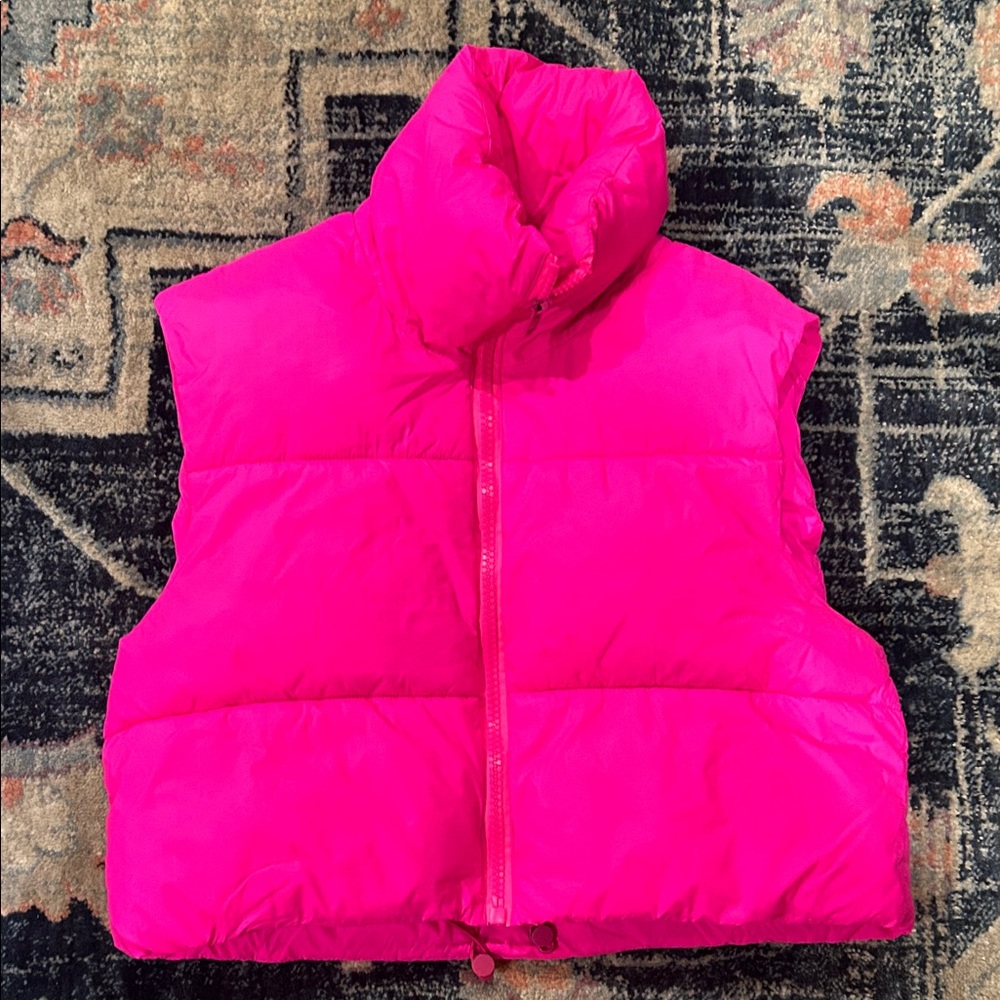 Hot Pink Vibrant Puffer Vest Sz Small